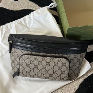 Gucci GG Supreme Logo Belt Crossbody Bag NEW Authentic Luxury Unisex